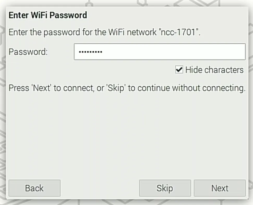 Enter Wi-Fi password