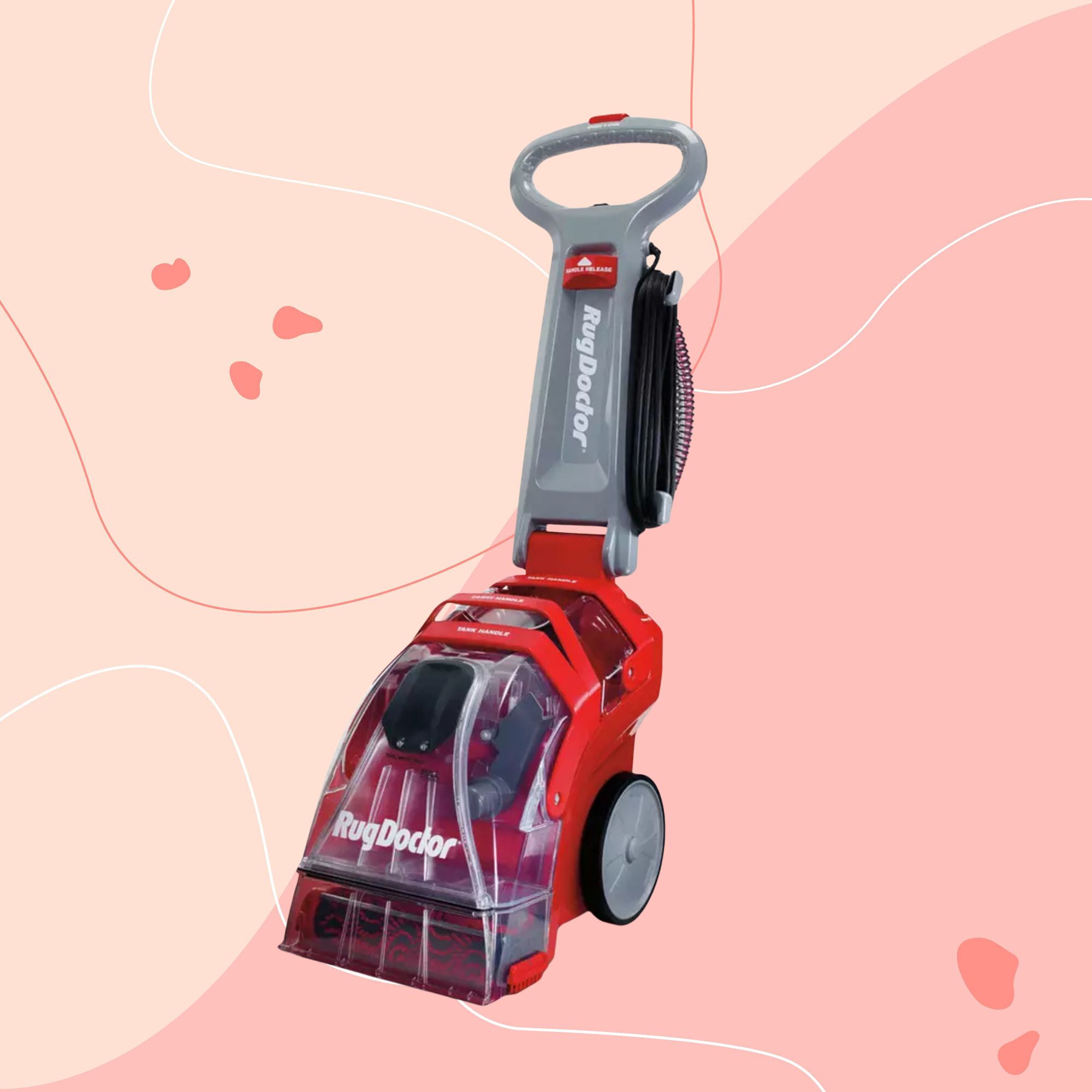 Rug Doctor carpet cleaner on a pink background