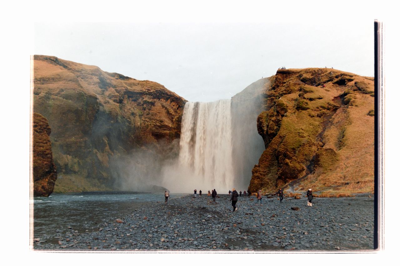 Waterfall in Iceland in winter