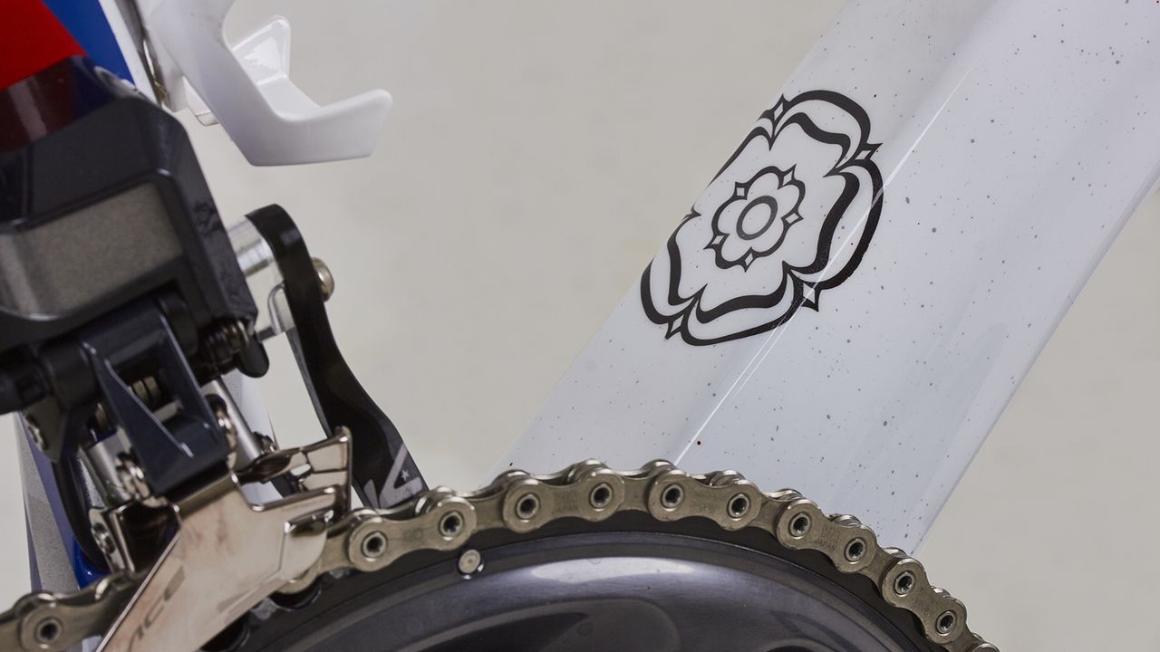 A Yorkshire Rose &ndash; Swift's home county &ndash; decorates the down tube
