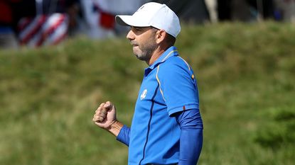 Sergio Garcia celebrates during the 43rd Ryder Cup