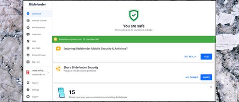 Android Gösterge Paneli için Bitdefender Mobil Güvenlik