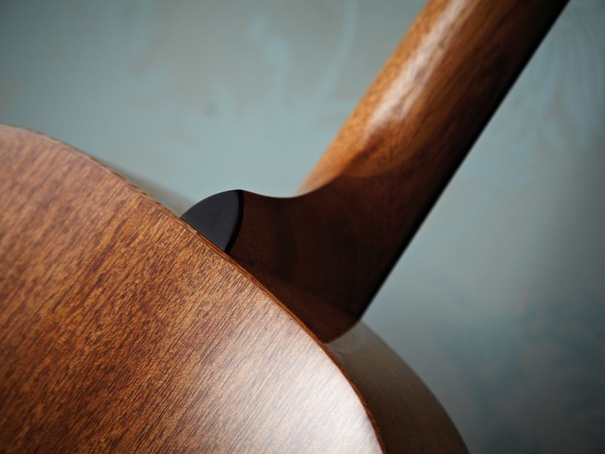 The one-piece mahogany neck is joined using the Collings-style bolting method.