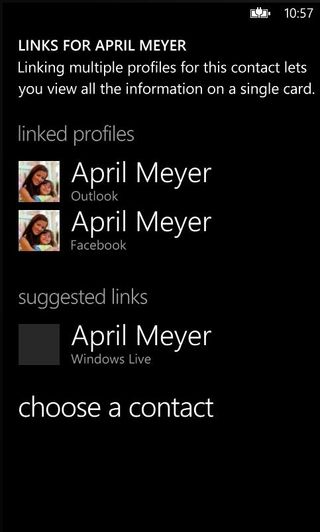 Windows phone 7 link contacts
