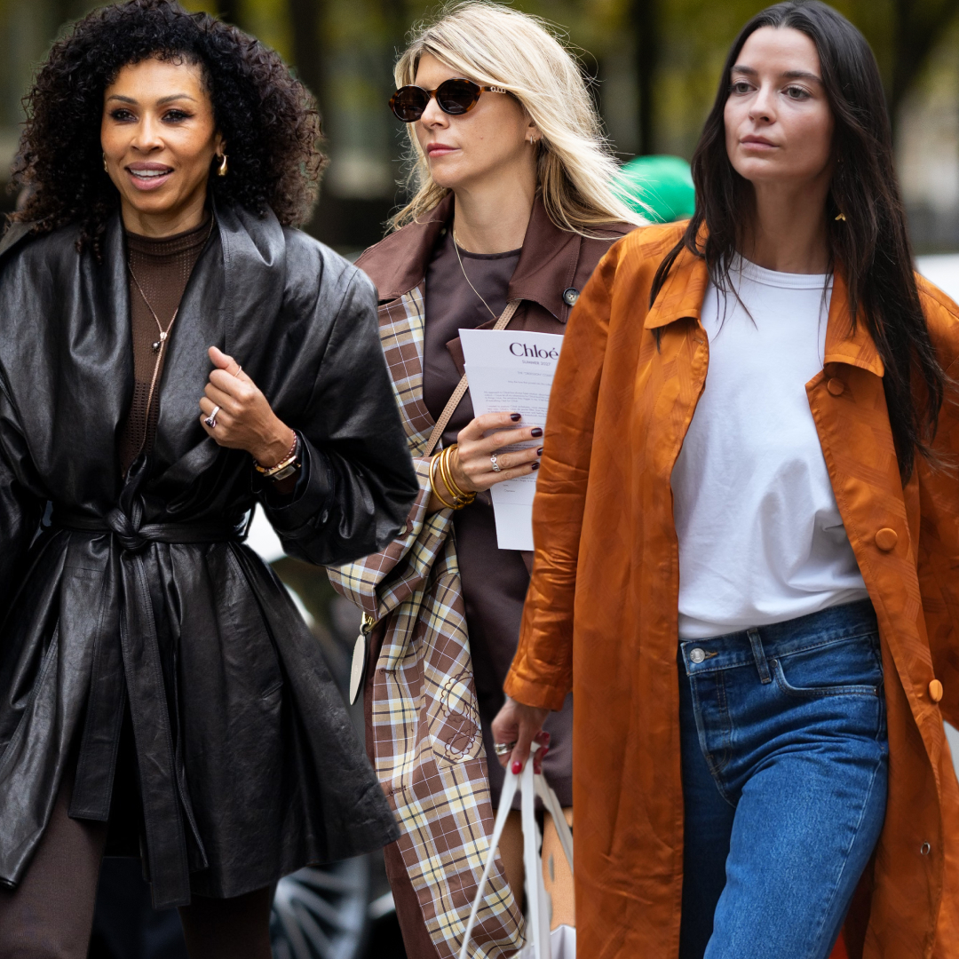 French girls wearing trench coats for fall at Paris Fashion Week
