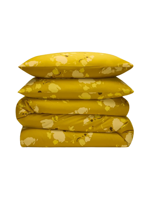 Soft Cotton Sateen Duvet Set in Saffron Pressed Poppies