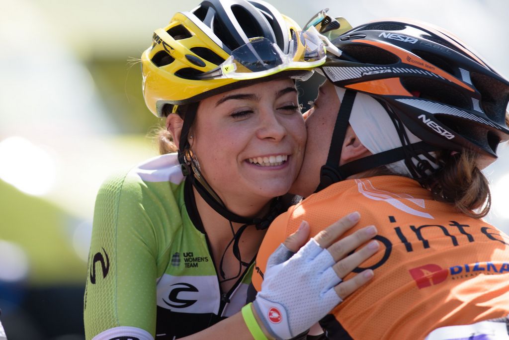 Sheyla Gutierrez (Cylance) hugs a friend