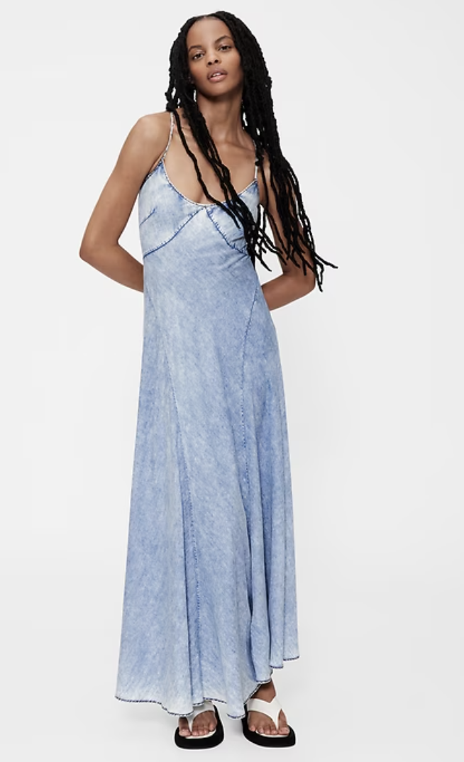 GapStudio, Draped Denim Slip Maxi Dress