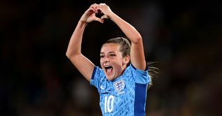Ella Toone of England celebrates after scoring her team's first goal during the FIFA Women's World Cup Australia & New Zealand 2023 Semi Final match between Australia and England at Stadium Australia on August 16, 2023 in Sydney, Australia.