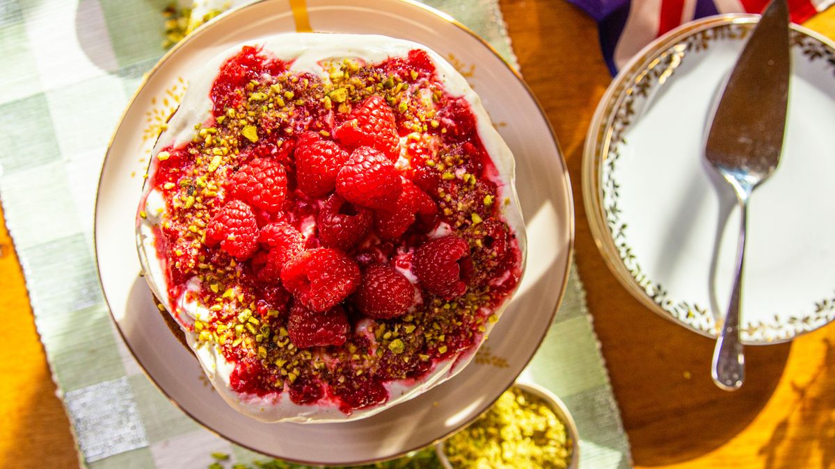 Cardamom and Raspberry Cake with Whipped Coconut Cream from Ainsley's Coronation Kitchen