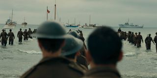 A shot of soldiers escaping the beach in Dunkirk