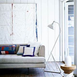 simple white living room