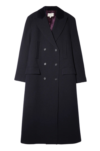 Wool Double Breasted Overcoat | Navy