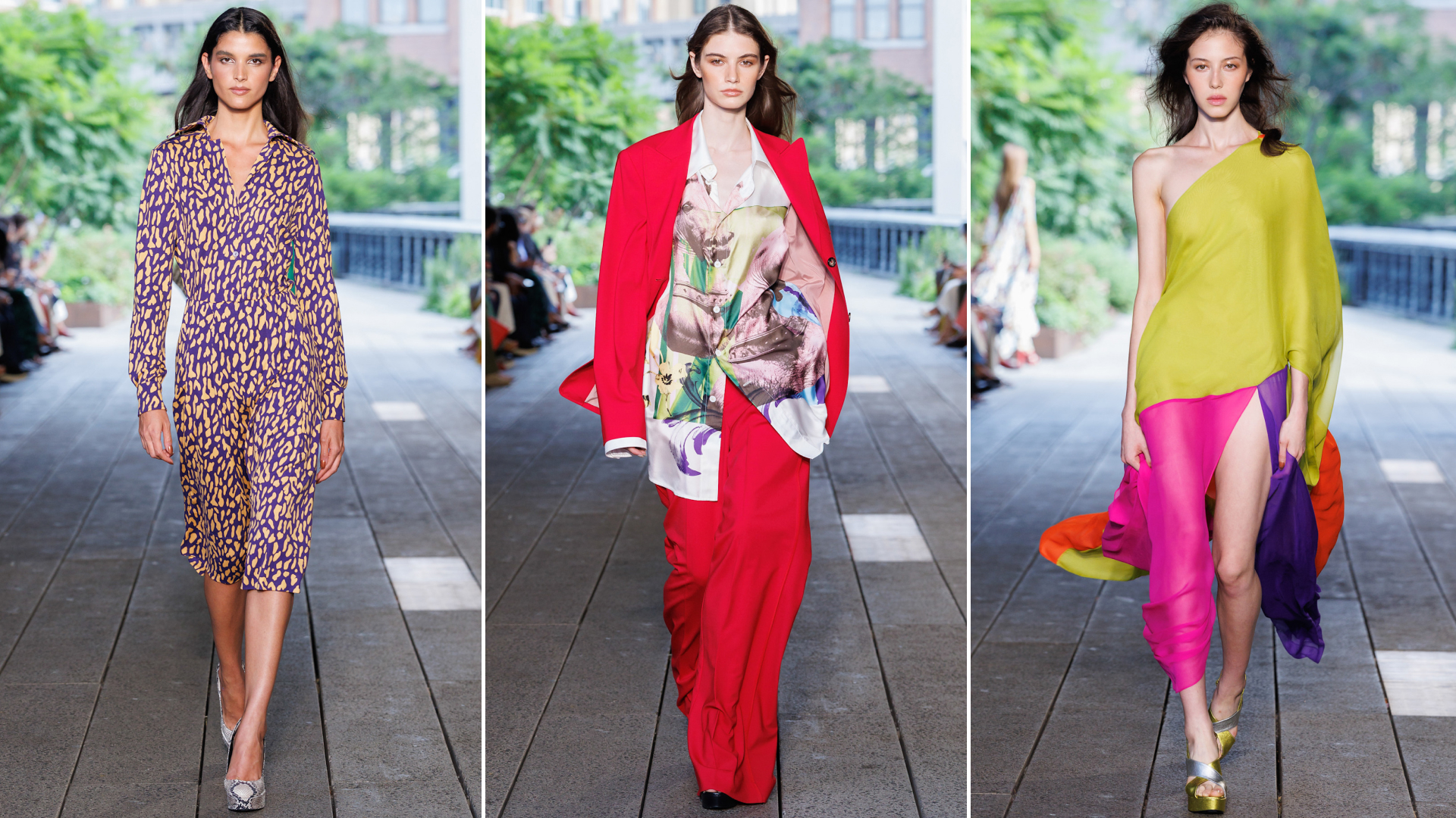 Looks on the runway at Diane von Furstenberg's Spring/Summer 2027 show at New York Fashion Week