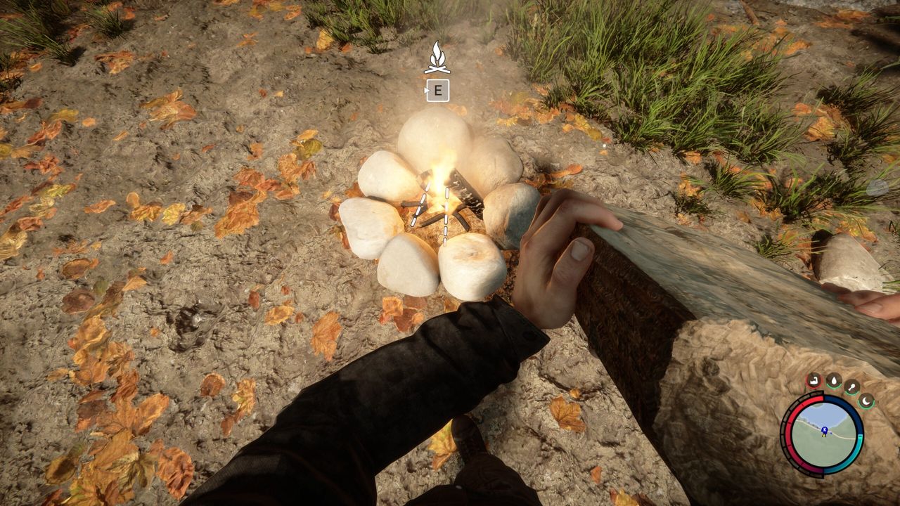 sons of the forest rocks surrounding a fire