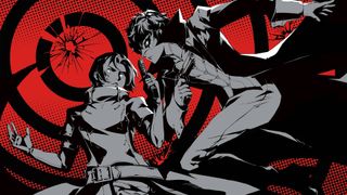 Official key art for Persona 5: The Phantom X shows Wonder and Joker on a red and black background.