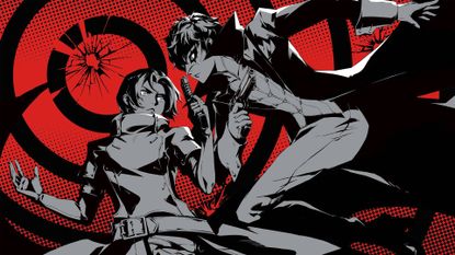 Official key art for Persona 5: The Phantom X shows Wonder and Joker on a red and black background.