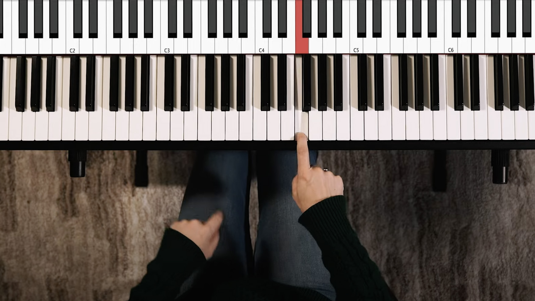 Overhead shot of hands on a keyboard