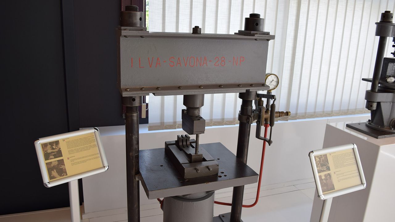 Historical machinery is on display at the Selle Italia offices