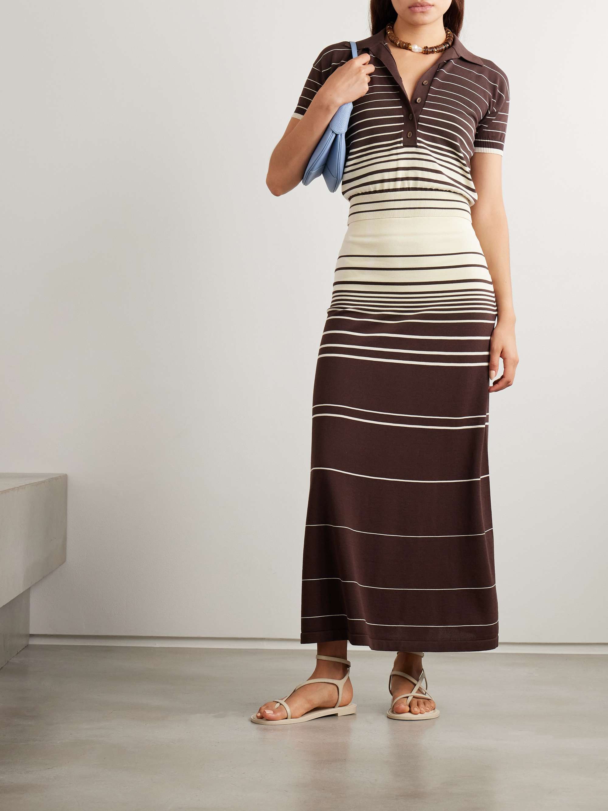 Casia Striped Cotton-Blend Maxi Skirt