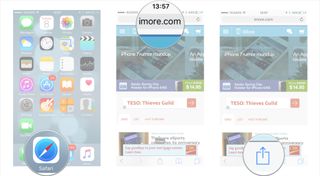 Launch Safari, navigate to a web page, and tap on share.