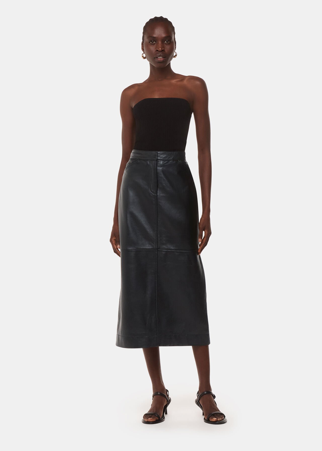 Jamie Leather Midi Skirt