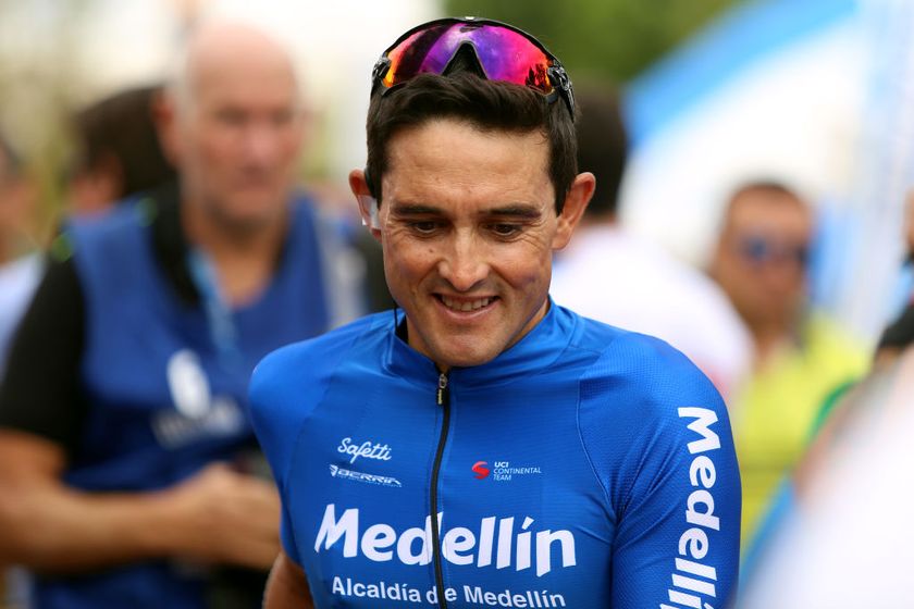 VILLA-SAN-AGUSTIN, ARGENTINA - JANUARY 29: Start / Oscar M. Sevilla of Spain and Team Medellin / Team Presentation / during the 38th Vuelta a San Juan International 2020, Stage 4 a 185,8km stage from San José de Jáchal to Valle Fértil - Villa San Agustín 894m / @vueltasanjuanok / #VueltaSJ / on January 29, 2020 in Villa San Agustín, Argentina. (Photo by Maximiliano Blanco/Getty Images)