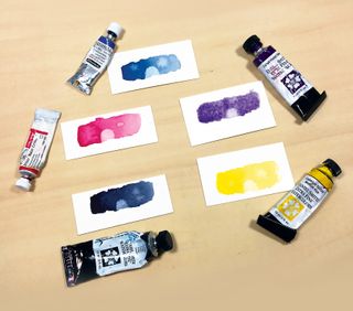 Samples of 5 different watercolours