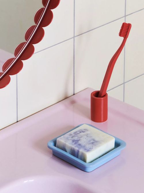 Square-Shape Glazed Terracotta Soap Dish