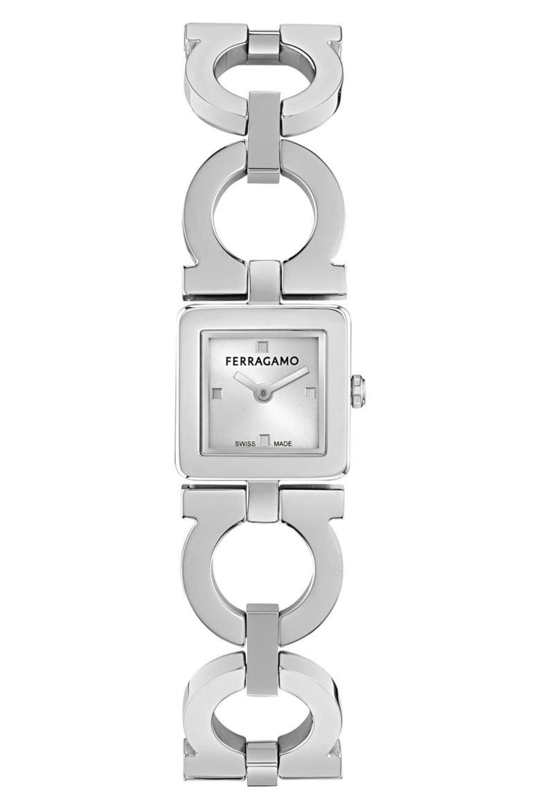 Double Gancini Square Bracelet Watch, 19mm X 19mm