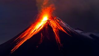 Volcano erupting