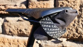 Lezyne Roll Caddy attached to a saddle