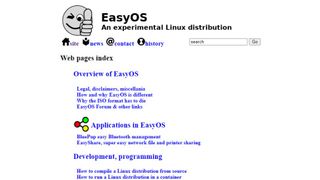 Skärmdump på webbsidan för EasyOS