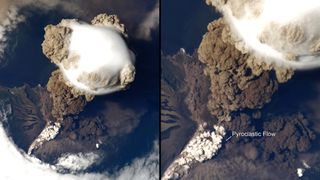 sarychev, volcanic eruption, photos from space