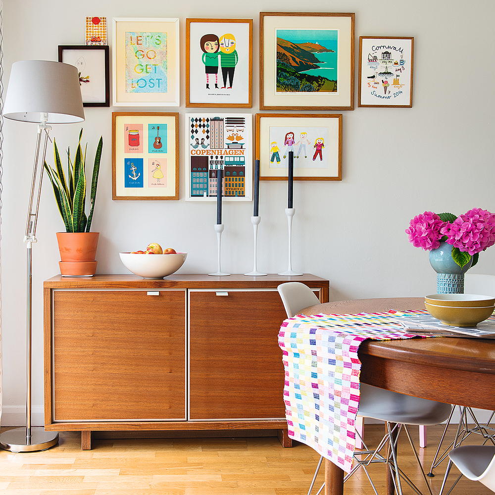 room with wooden cupboard and white wall