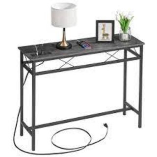 Javlergo Console Table with with Charging Station & USB Ports, Charcoal Gray