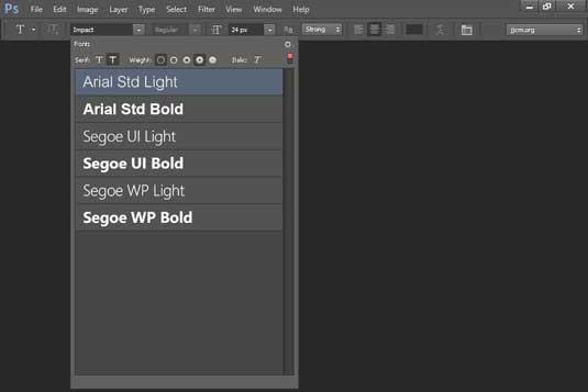 Font menu concept