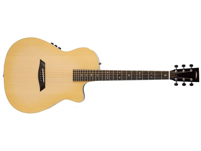 There's no soundhole on top - rather there's three small soundholes hidden away on the side.