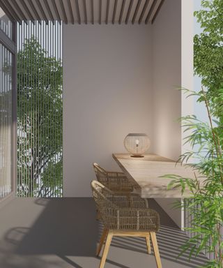small terrace with bamboo and furniture