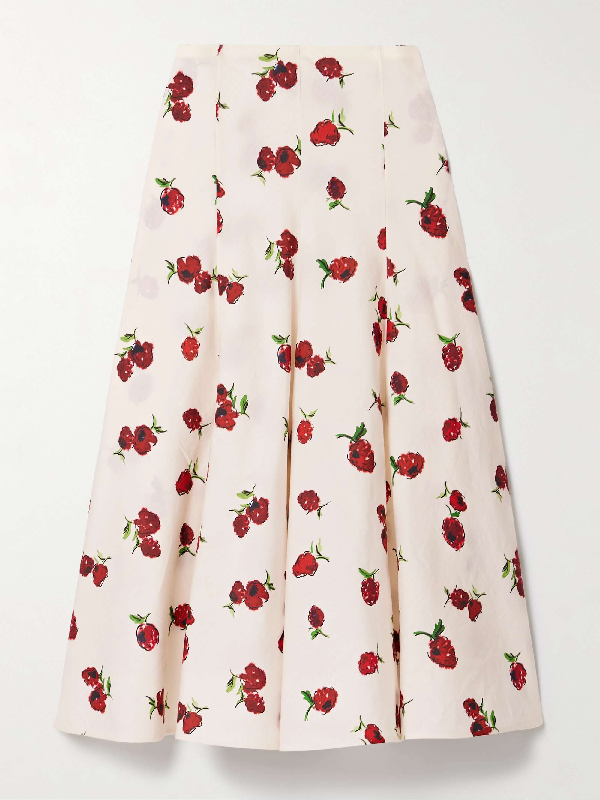 Lenno Silk and Cotton-Blend Midi Skirt
