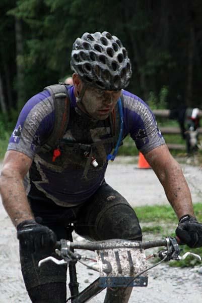 Concentration was important in the time trial given that it was wet and slippery.