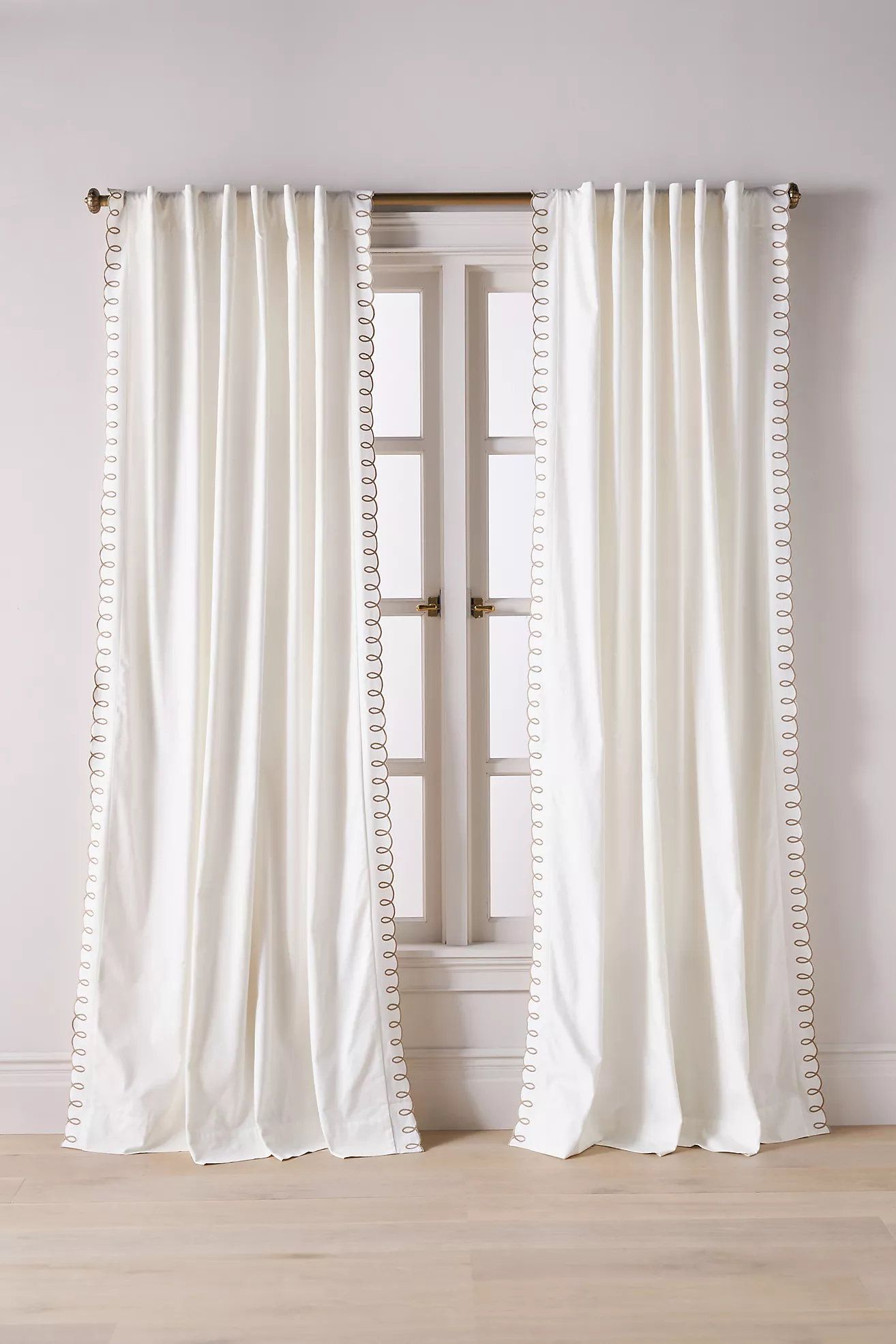 Maeve Loop Embroidered Cotton Curtain