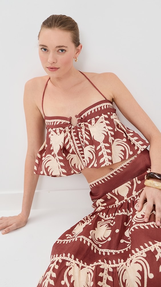 Johanna Ortiz Marsala Ecru Oceanic Top
