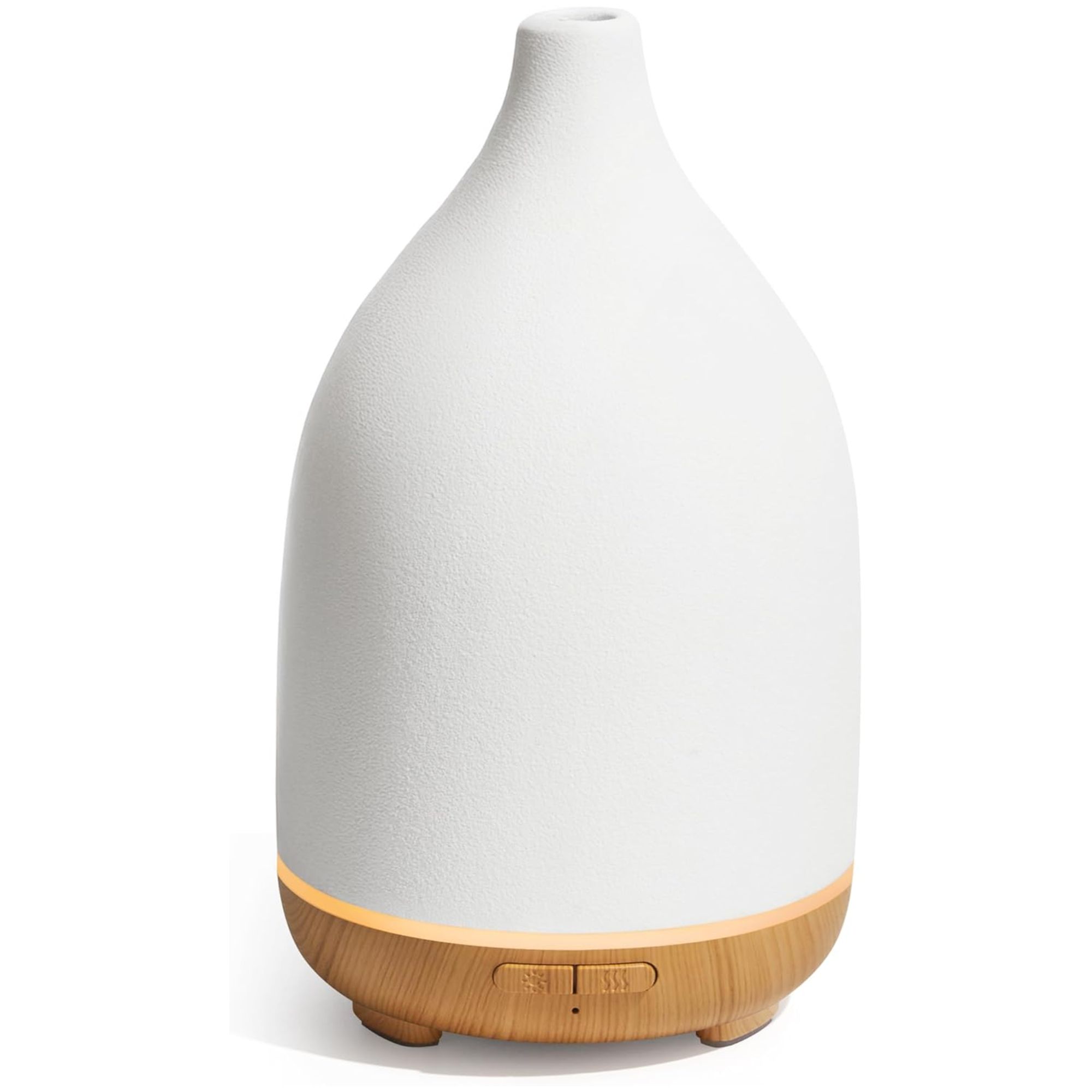White InnoGear oil diffuser with a wood-look base