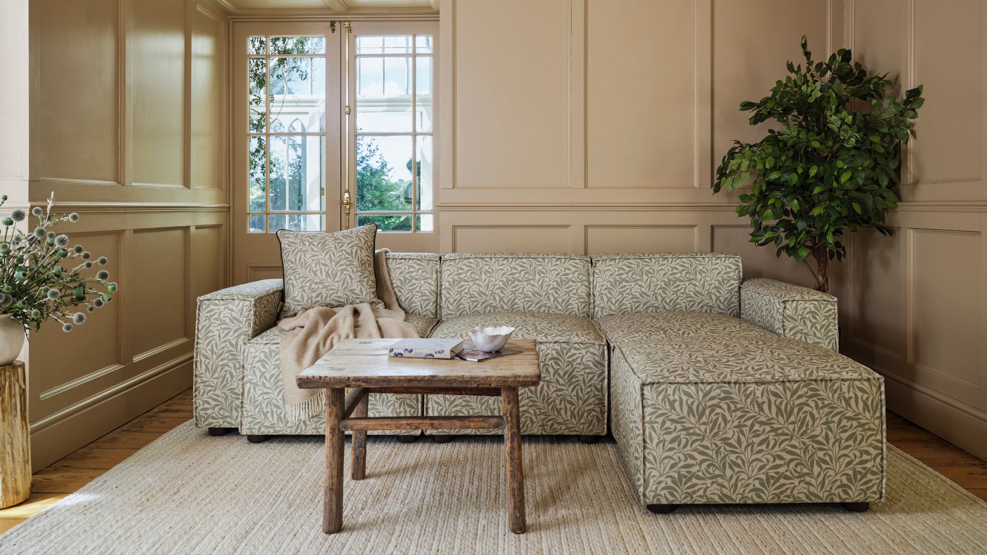 Swyft x Morris &amp; Co. sofa in green floral print