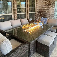 7-Piece Outdoor Wicker Patio Set with Fire Pit: $4,214.99