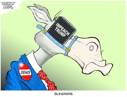 Political Cartoon U.S. Democrats Impeach Trump Blinders
