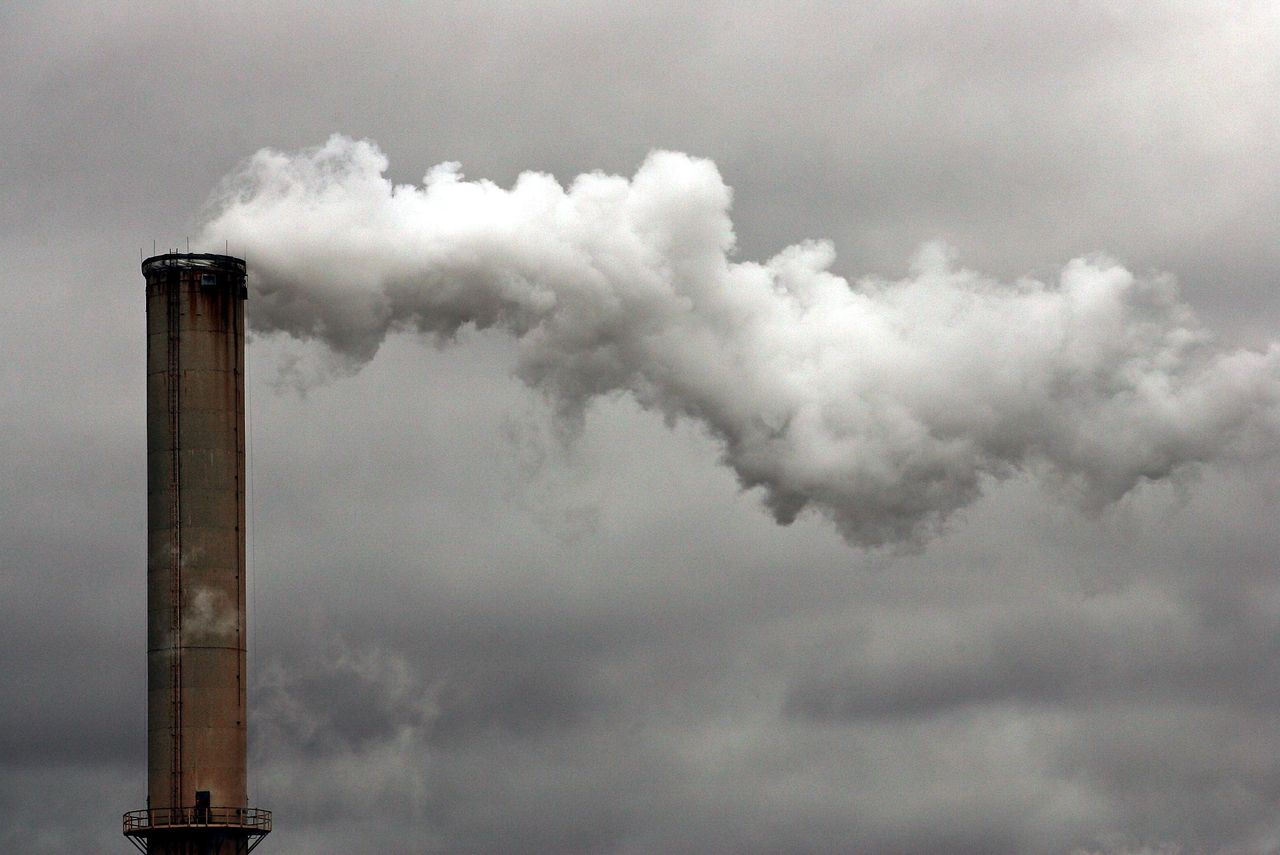 A smokestack in Dayton, Ohio.