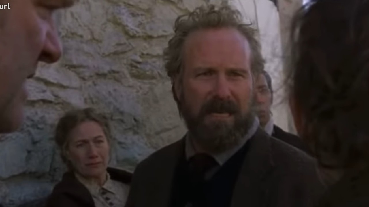 William Hurt appealing to the crowd in The Village