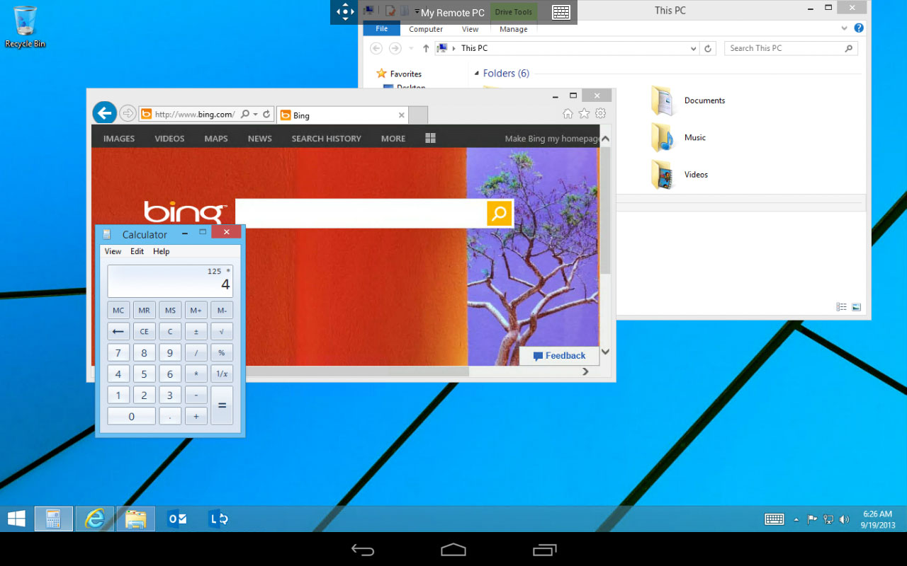 Remote desktop with an Android tablet